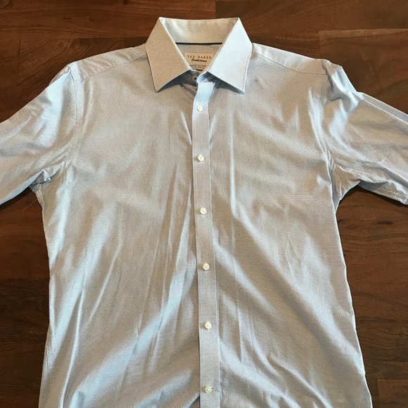 Ted Baker Mens Blue Button Down Dress Shirt - Picture 3 of 4